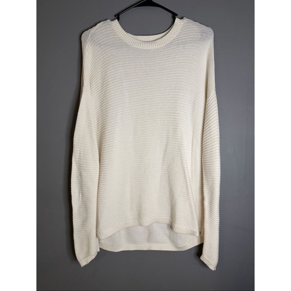 Ann Taylor Loft Women's Ivory Vertical Rib Sweater Long Sleeve M NWOT